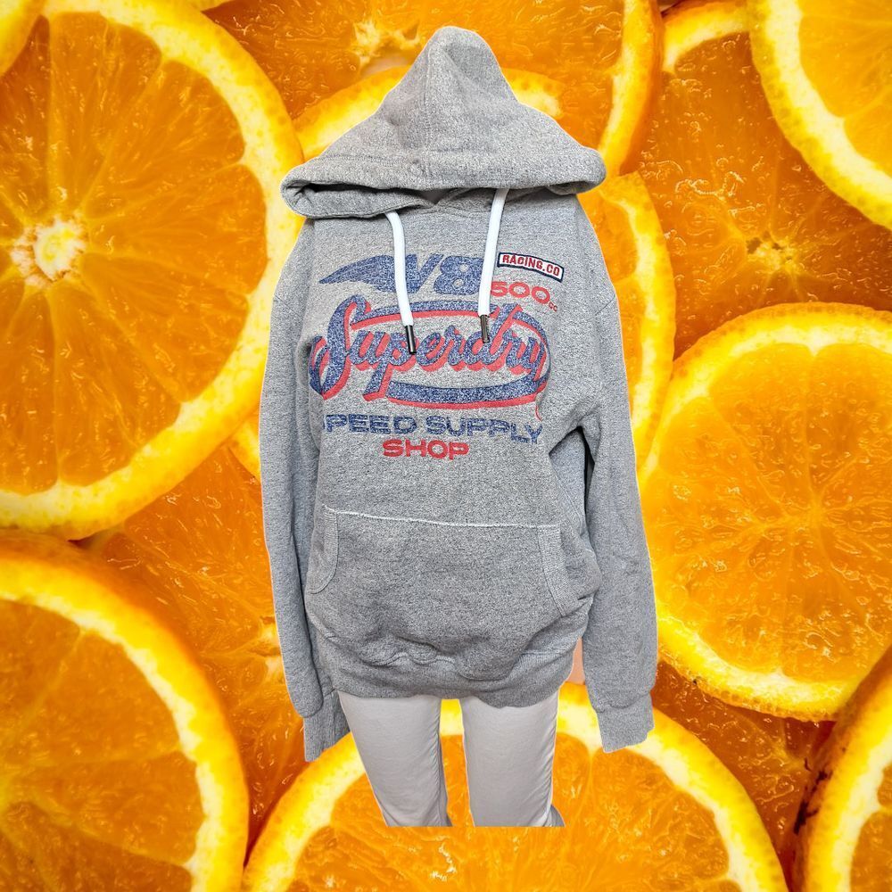 Superdry Speed Supply Shop Gray Hoodie Sweatshirt‎ Athletic Streetwear M